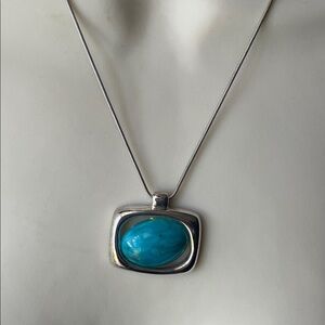 Express Silver-tone & Faux Turquoise w/ Silver-tone Chain